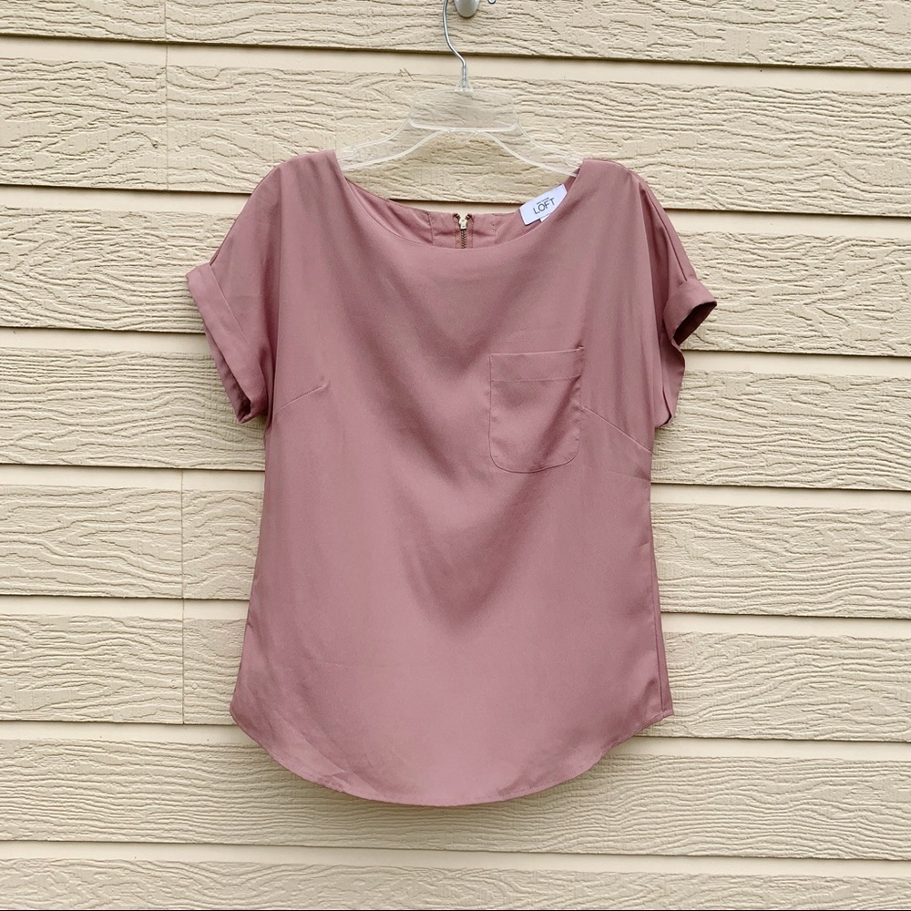 Anne Taylor LOFT Back Zip Dressy Top- Mauve